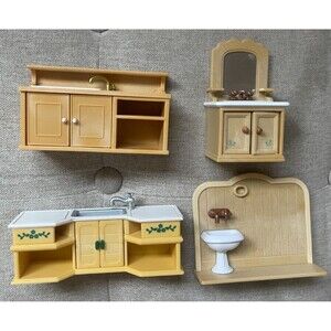 Calico Critters Sylvanian Kitchen Bathroom cabinets faucets sinks vanity